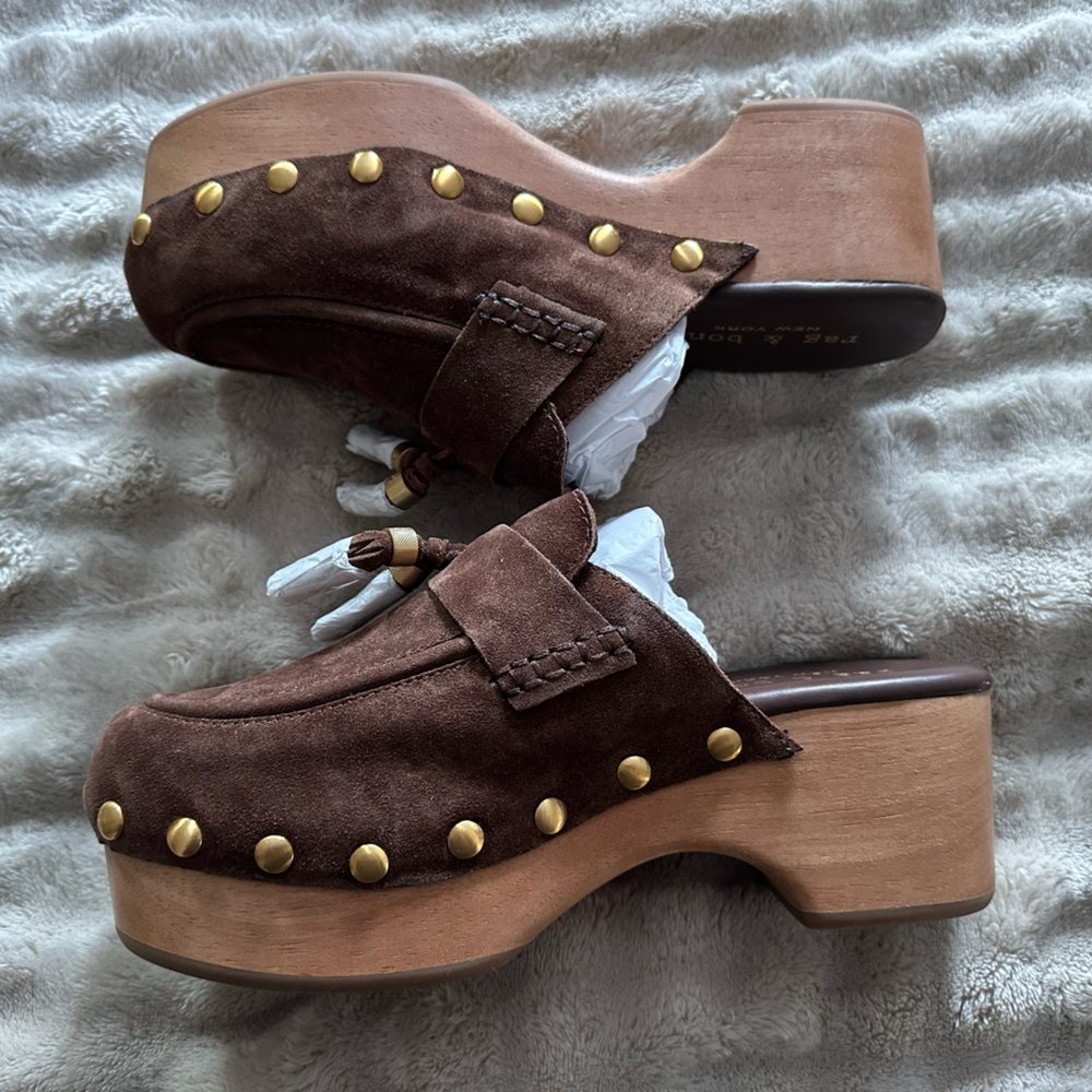 Rag & Bone Maisie Suede Clogs – Dark Mocha – Size 9.5 – NIB - Picture 7 of 12
